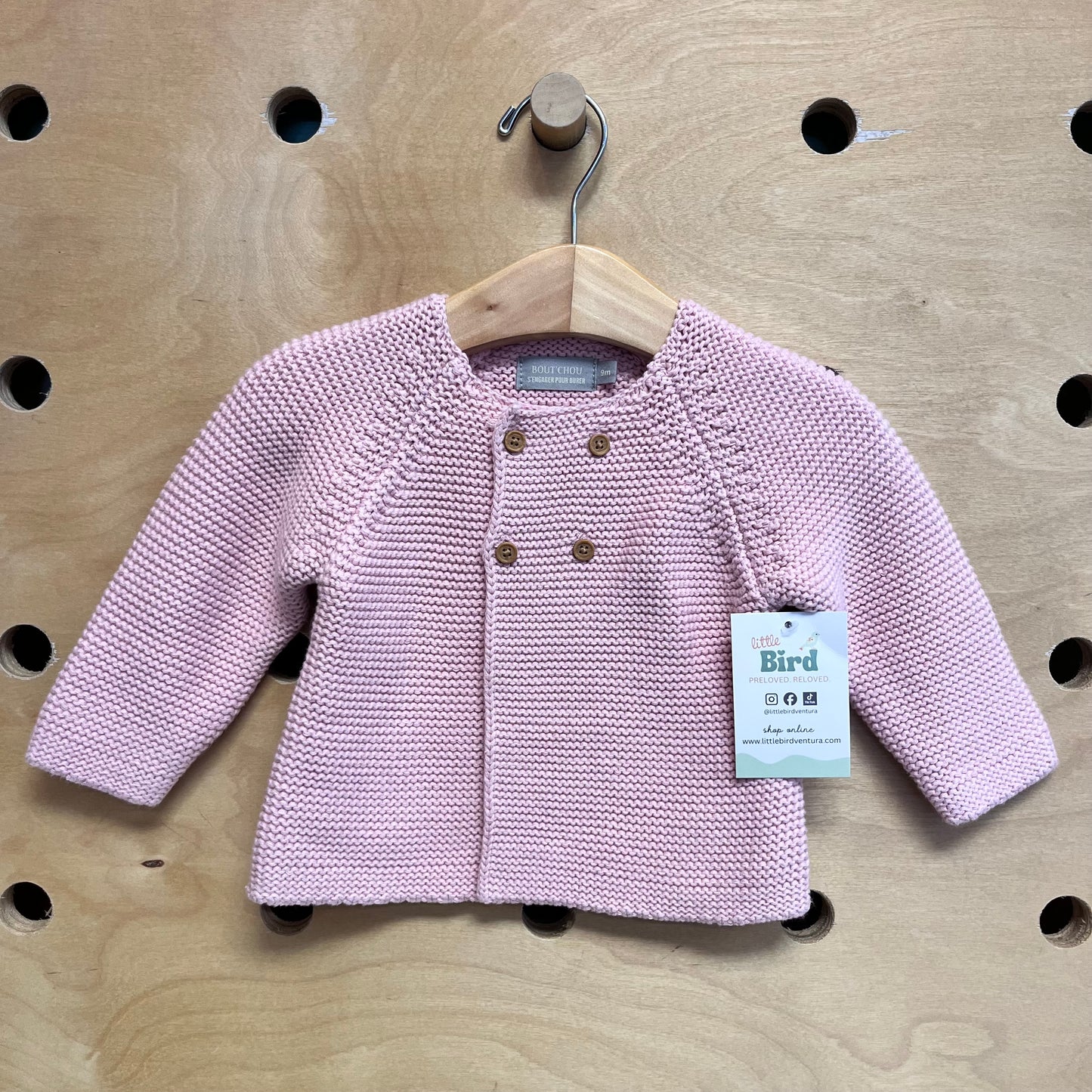 Pink Crochet Button Cardigan