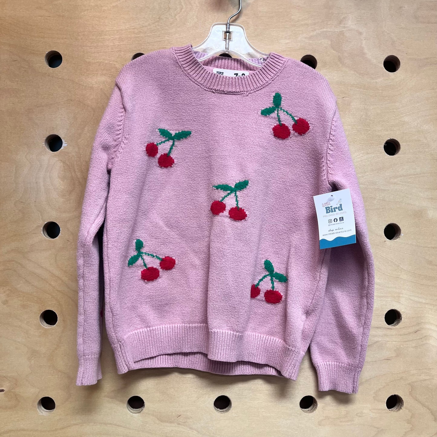 Pink/Red Cherries Knit Pullover