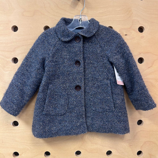 Blue Wool-Blend Coat