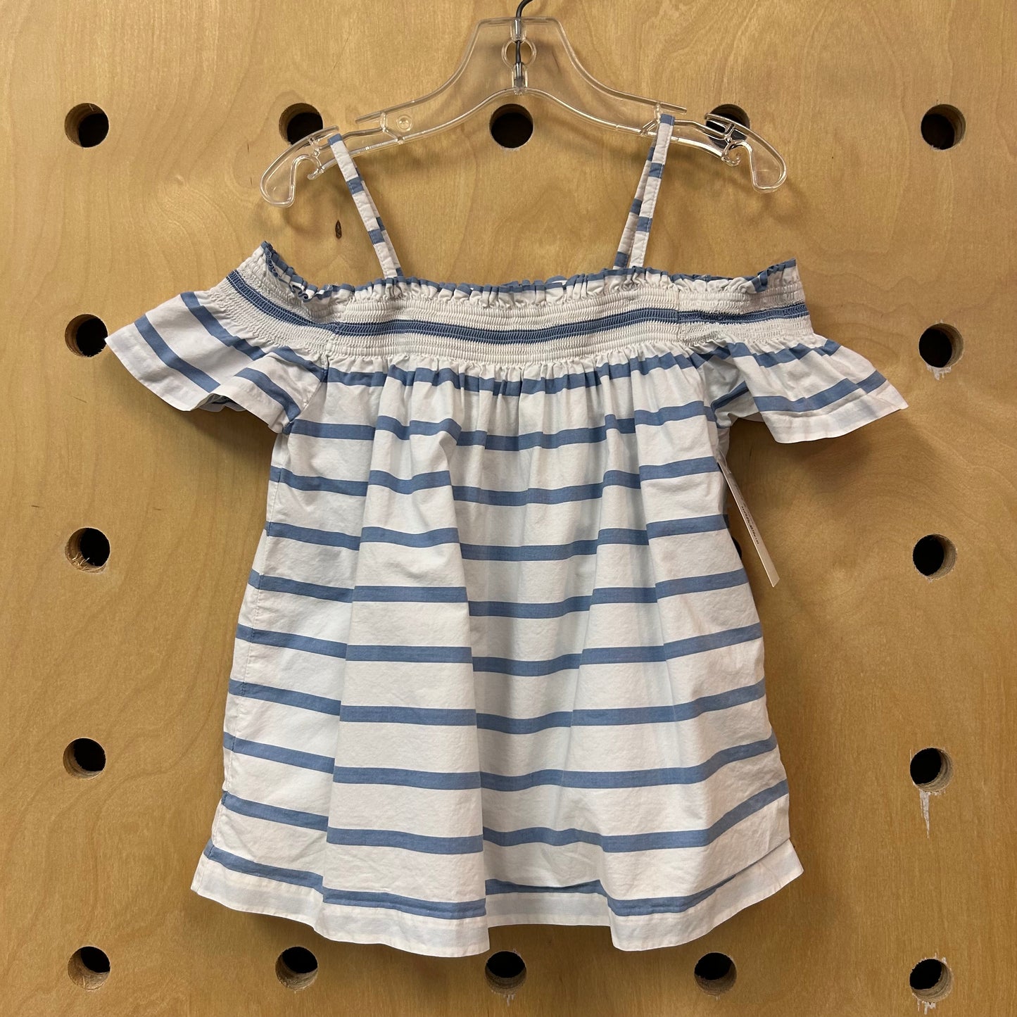 White + Blue Striped Top