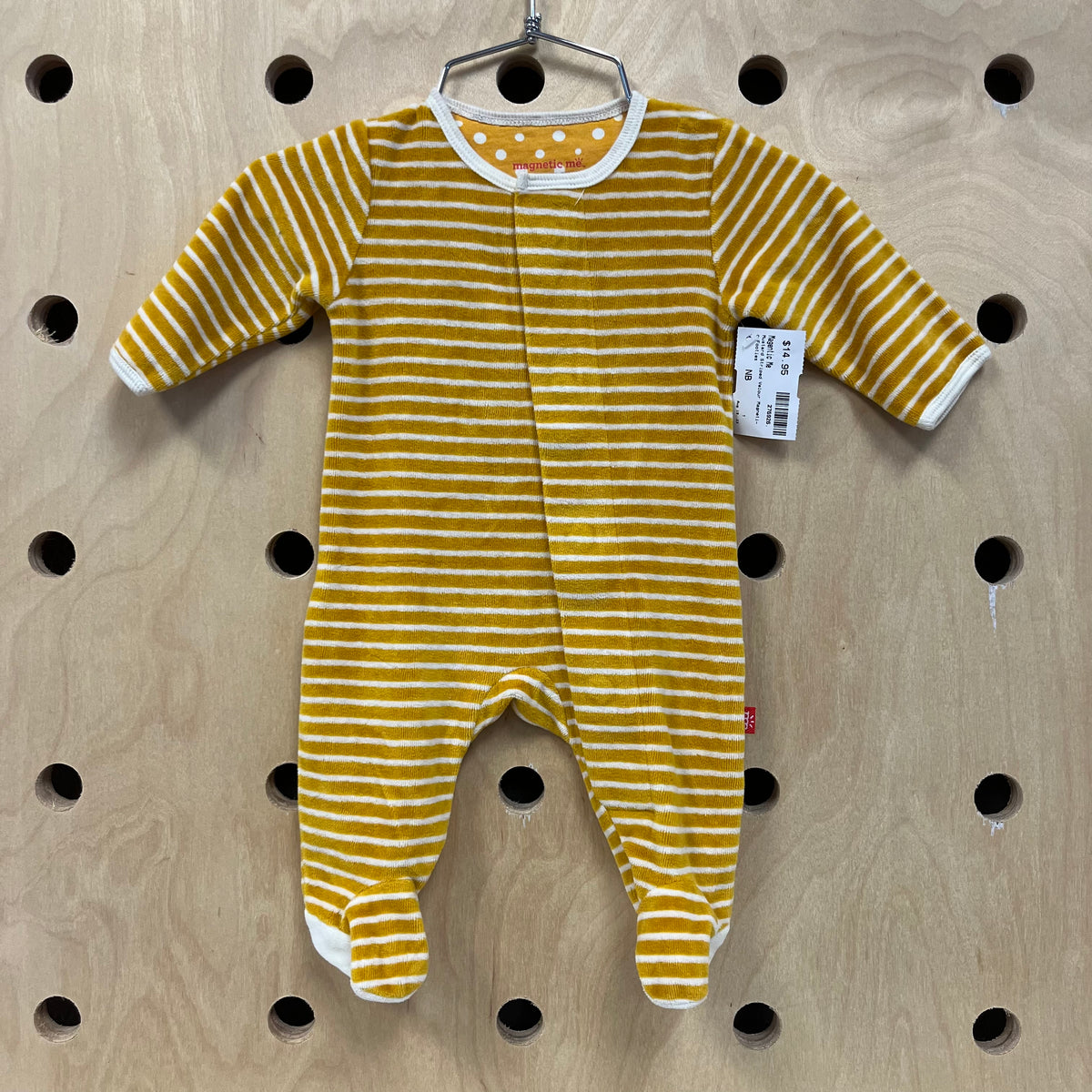Mustard Striped Velour Footies