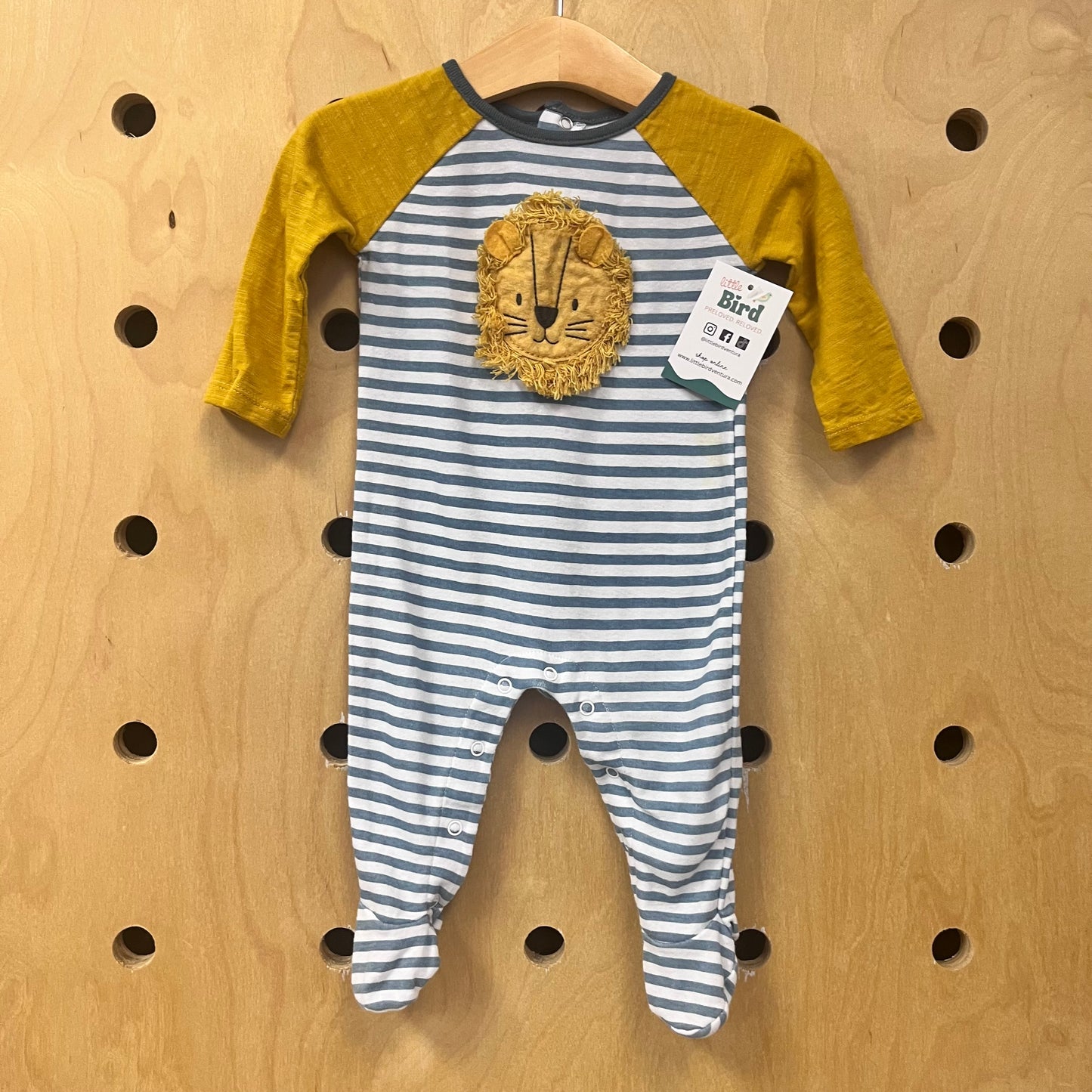 Striped Lion Applique Footies