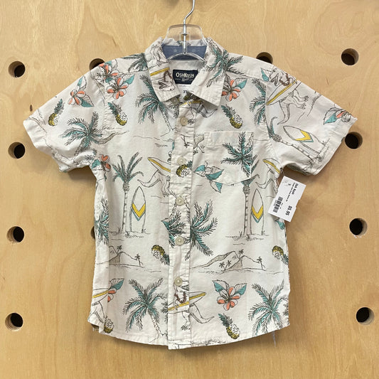 Cream Surf Dinos Button Up