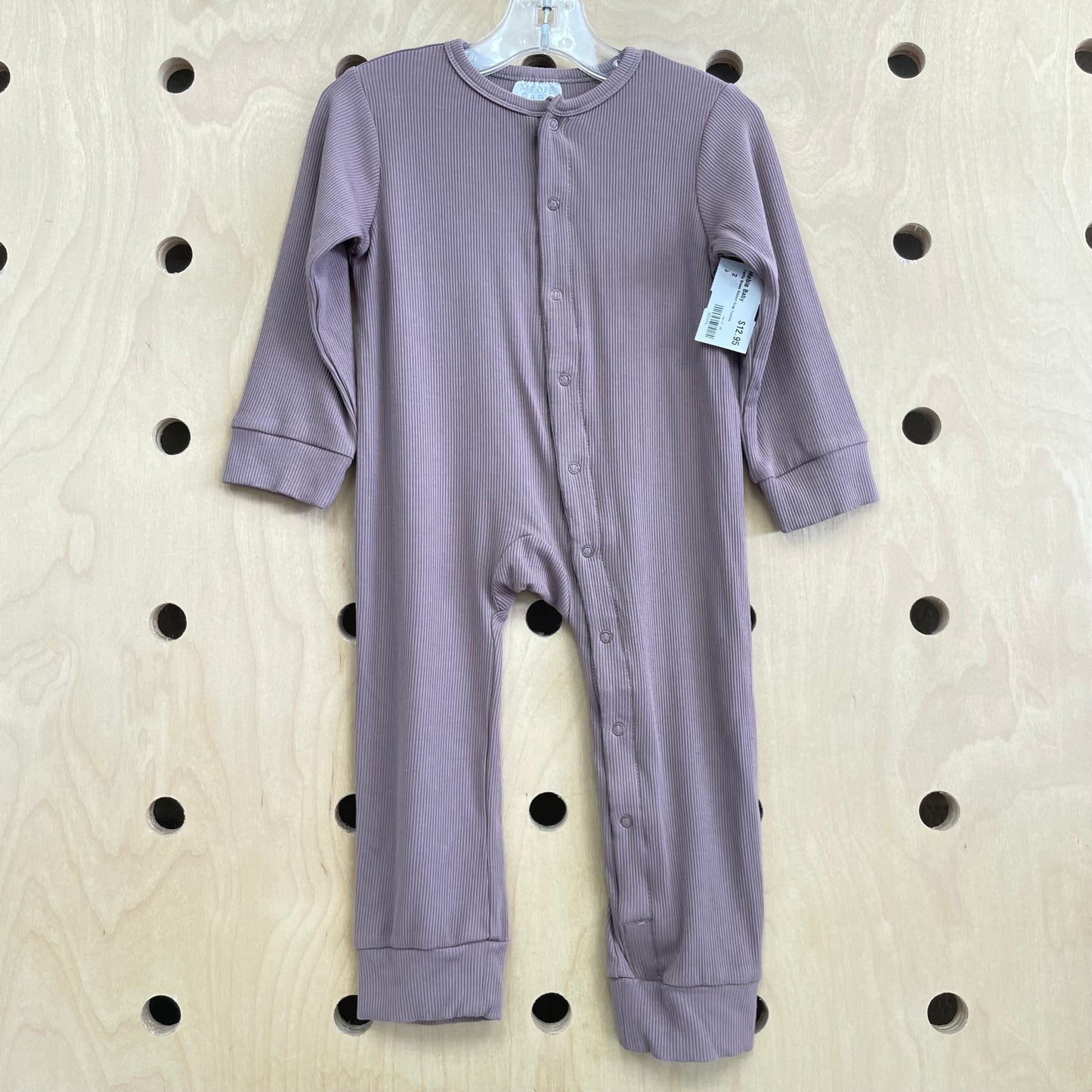 Earthy Brown Ribbed Snap Footies