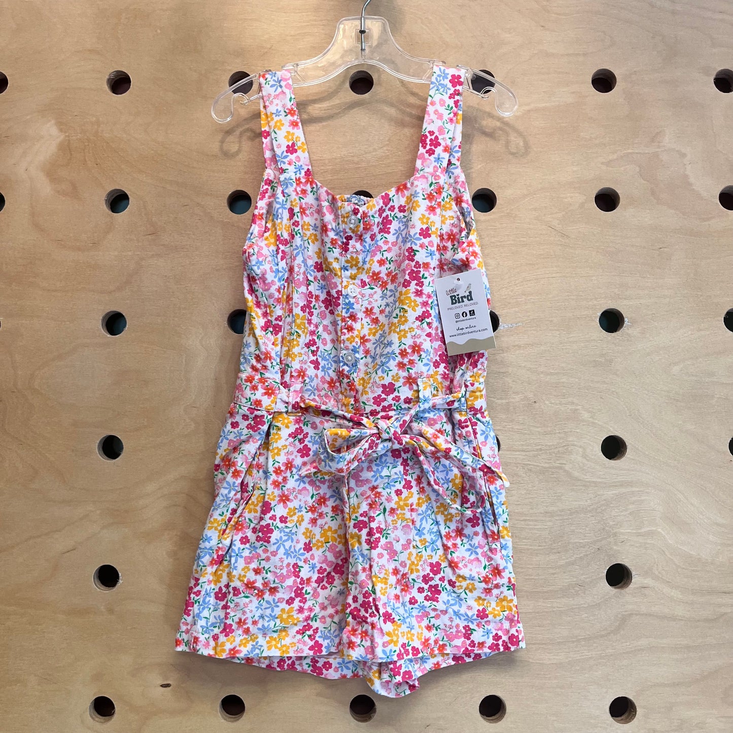 White Floral Belted Romper
