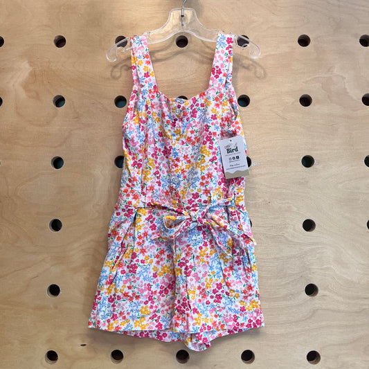 White Floral Belted Romper