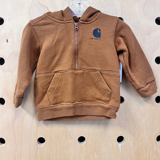 Brown 1/4 Zip Logo Hoodie