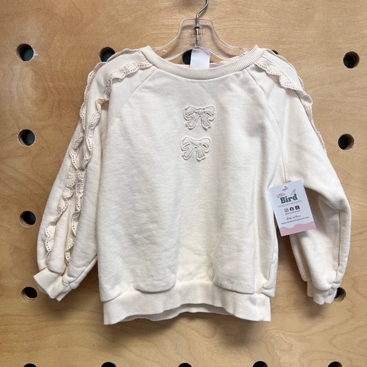 Cream Eyelet & Bows Pullover