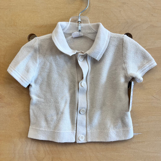 Cream Collared Waffle Knit Button Up