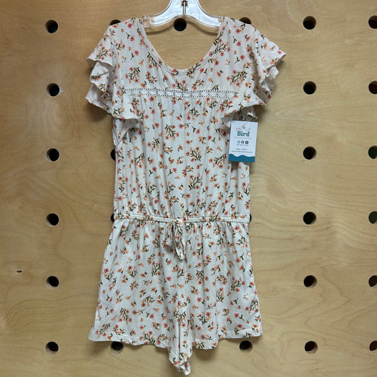 Cream Floral Scoop-Back Romper