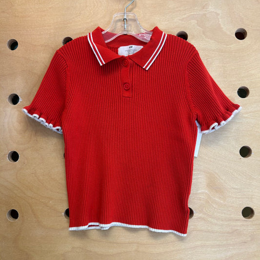 Red/White Trim Ribbed Shirt