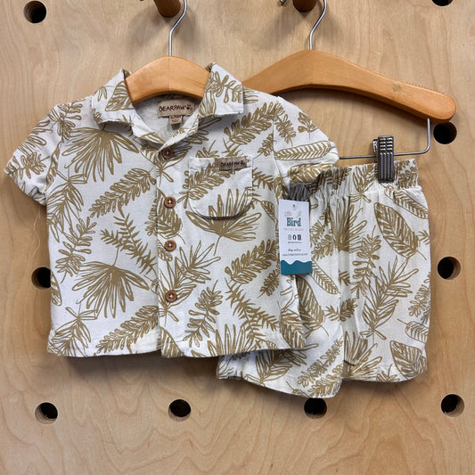 Beige Leaves Linen Blend Outfit