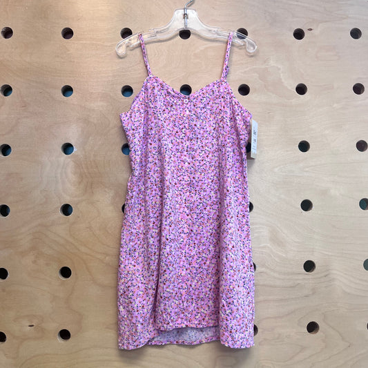Pink Floral Button Tank Dress