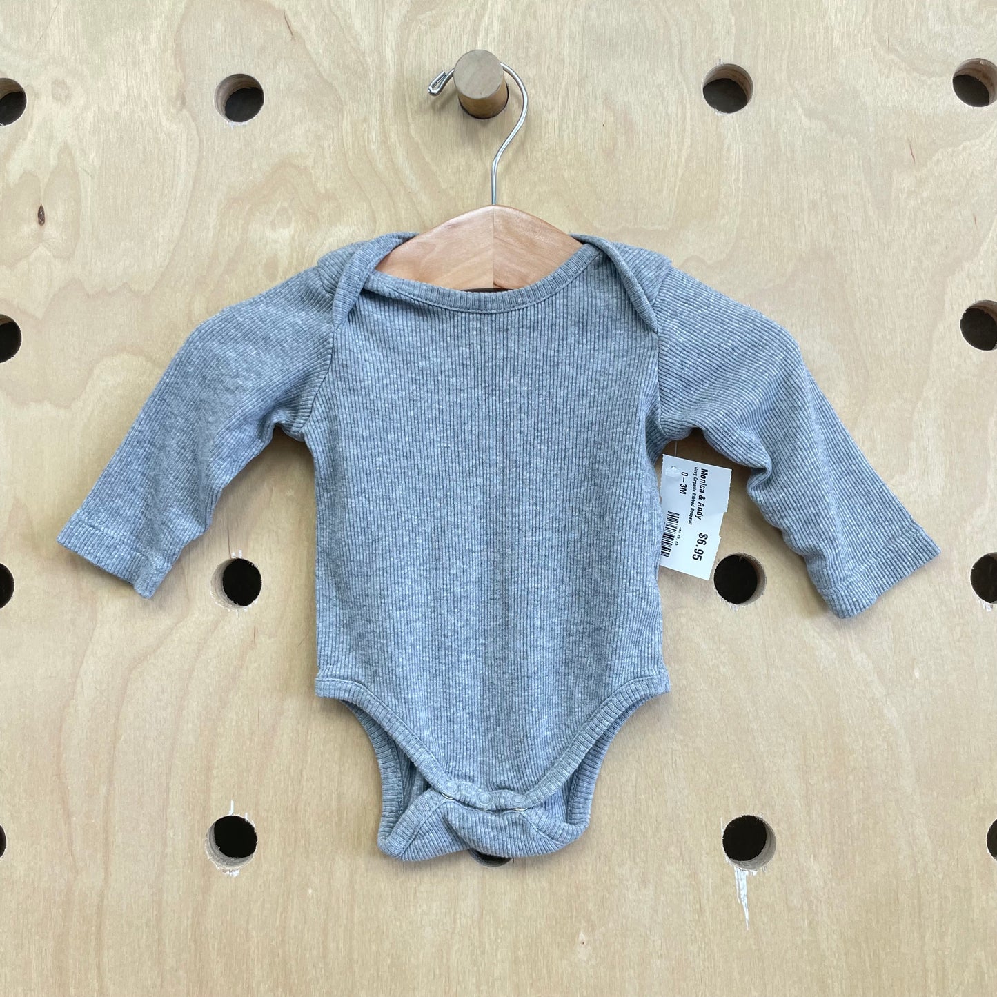 Grey Organic Ribbed Bodysuit