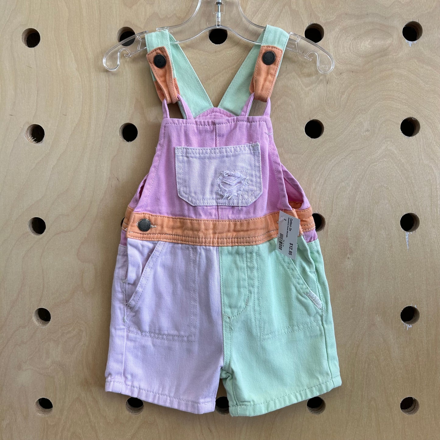 Colorblock Denim Shortalls