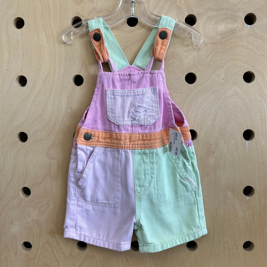 Colorblock Denim Shortalls