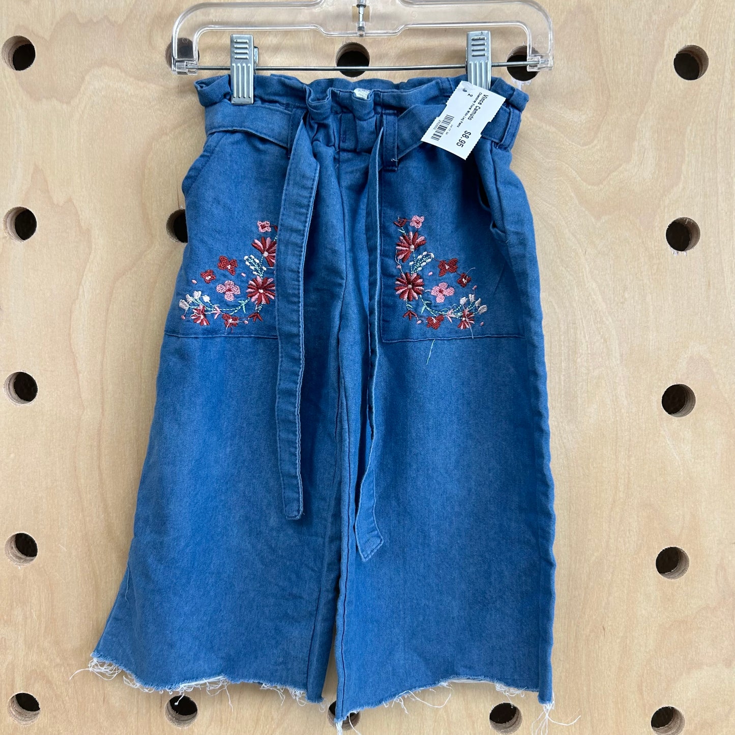 Chambray Floral Wide Leg Pants