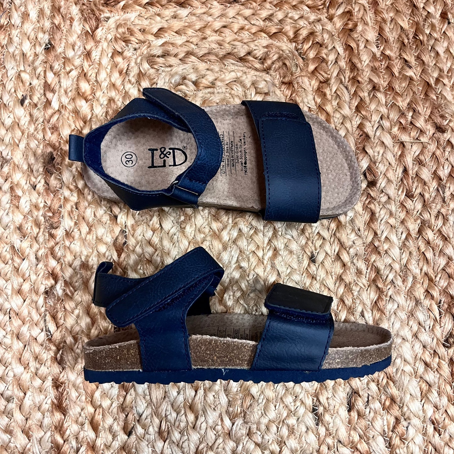 Navy Leather Sandals