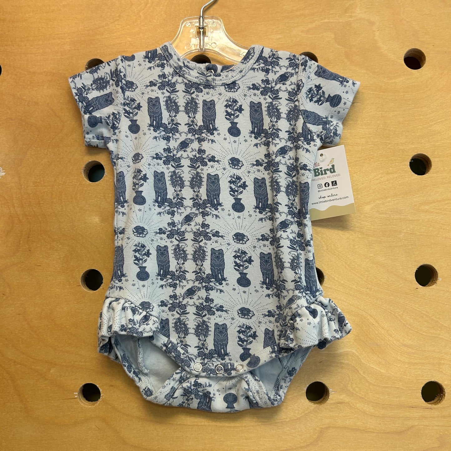 Organic Blue Wolf Ruffle Bodyuit