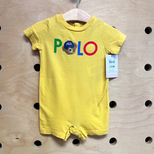 Yellow 'Polo' Logo Bear Romper