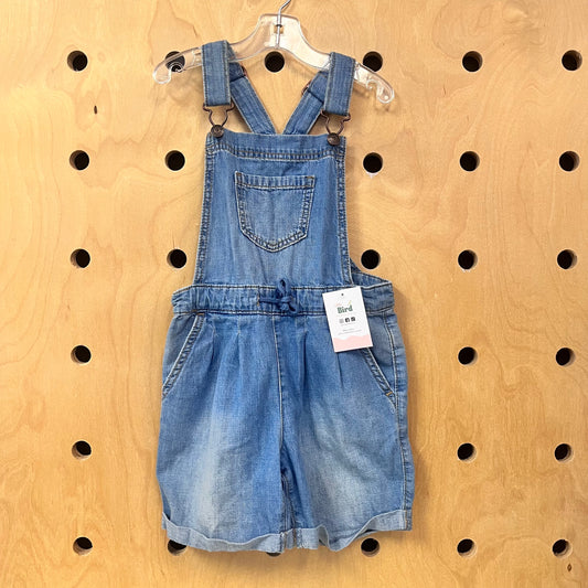 Cuffed Drawstring Denim Shortalls