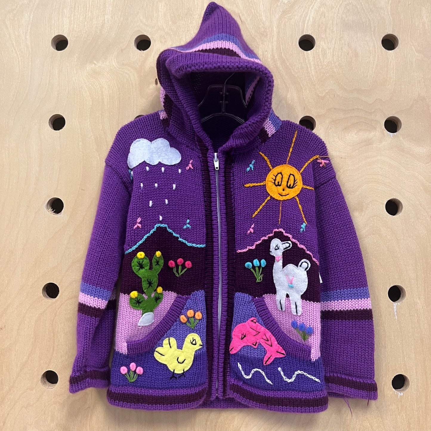 Purple Knit Peruvian Zip Hoodie