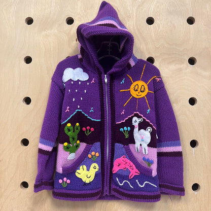 Purple Knit Peruvian Zip Hoodie