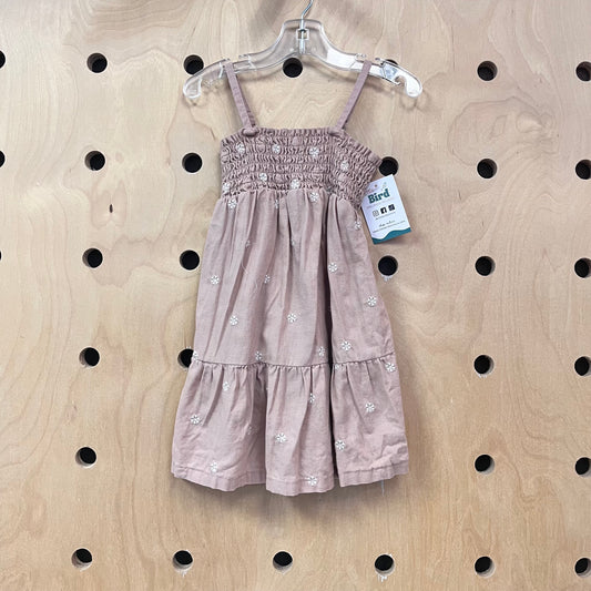 Sand Floral Organic Linen Blend Dress