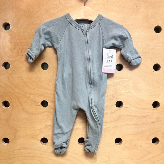 Organic Dusty Blue 2-Way Zip Footies