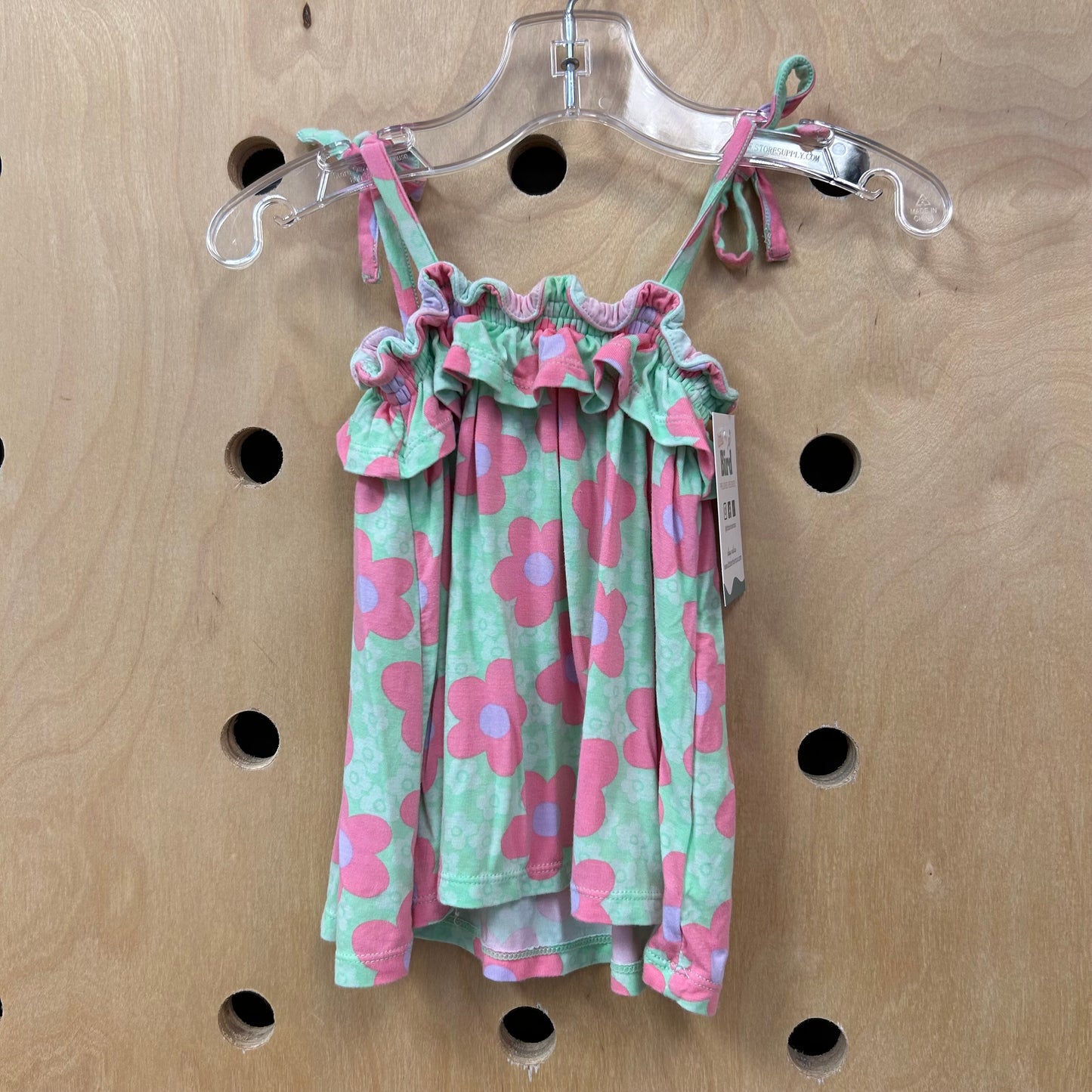 Green + Pink Floral Tank