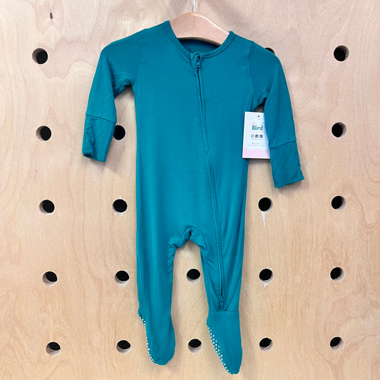 Green Bamboo Zip Footies