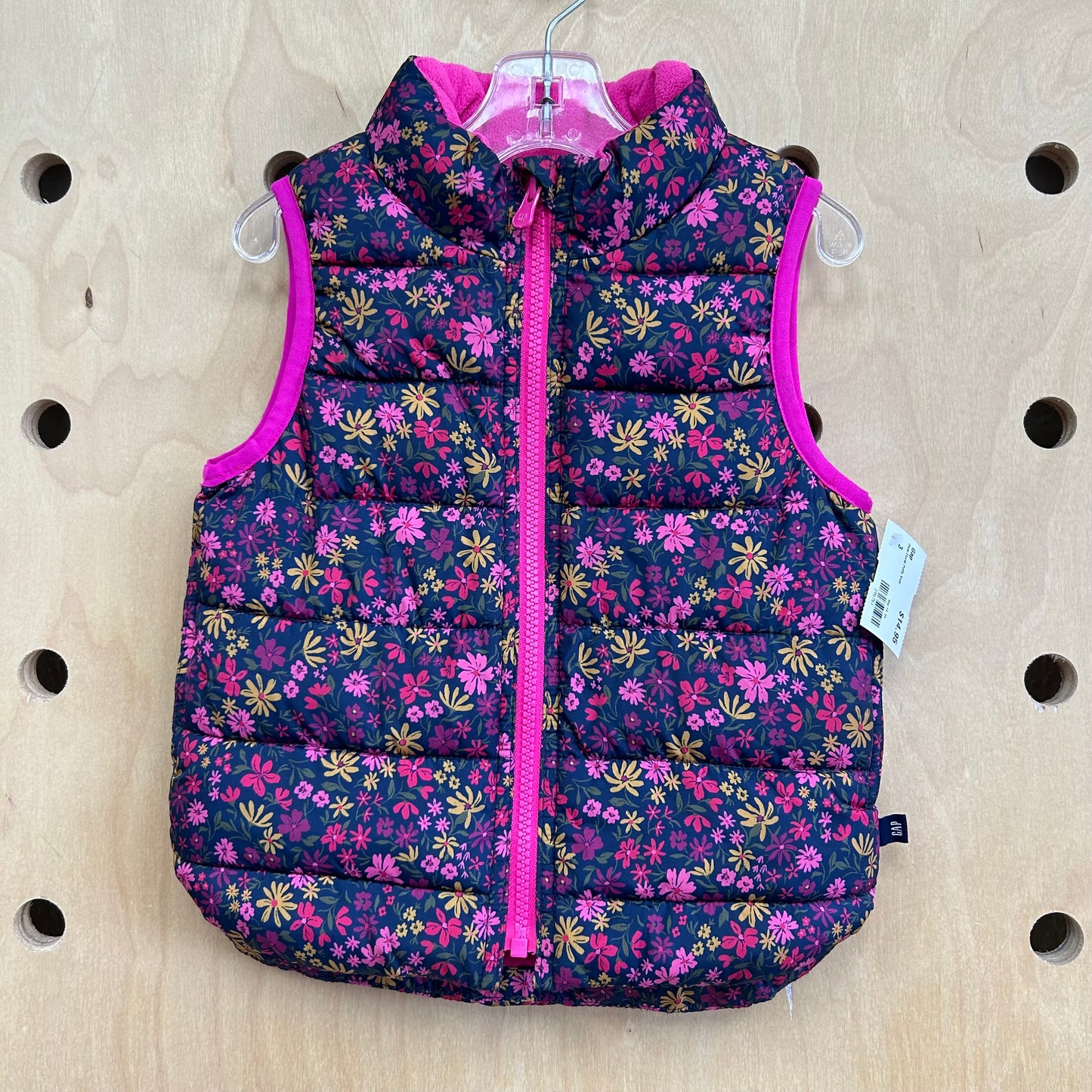 Pink Floral Puffy Vest