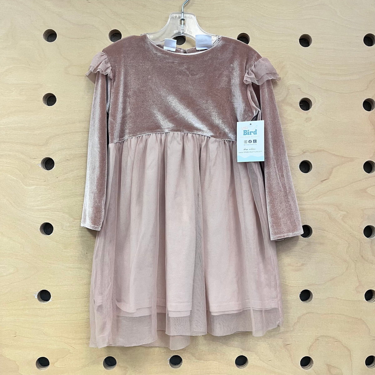 Taupe Velour & Tulle Dress