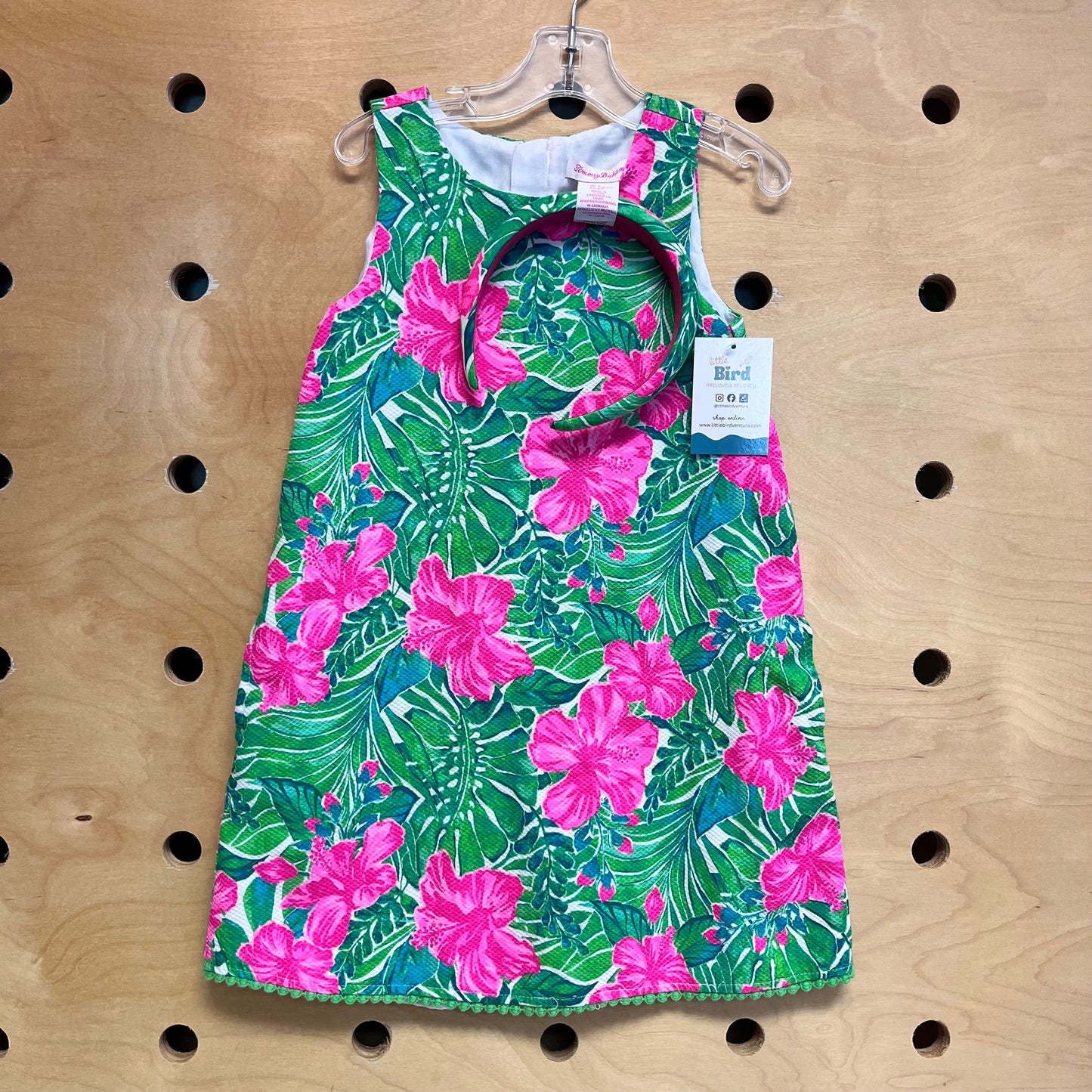 Textured Bright Hibiscus Dress & Headband