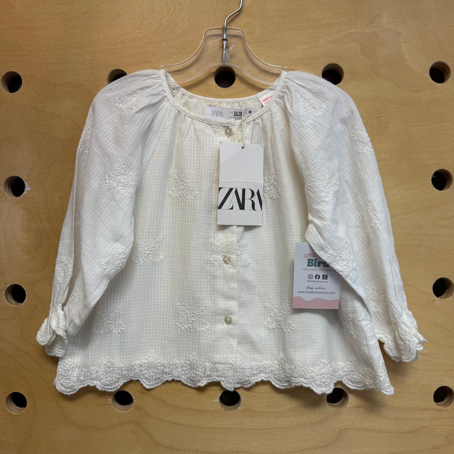 White Windowpane Embroidered Top NEW!