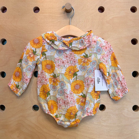 Organic Yellow Floral Muslin Romper