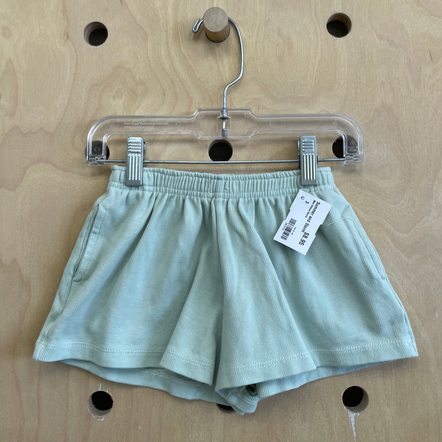 Mint Ribbed Shorts