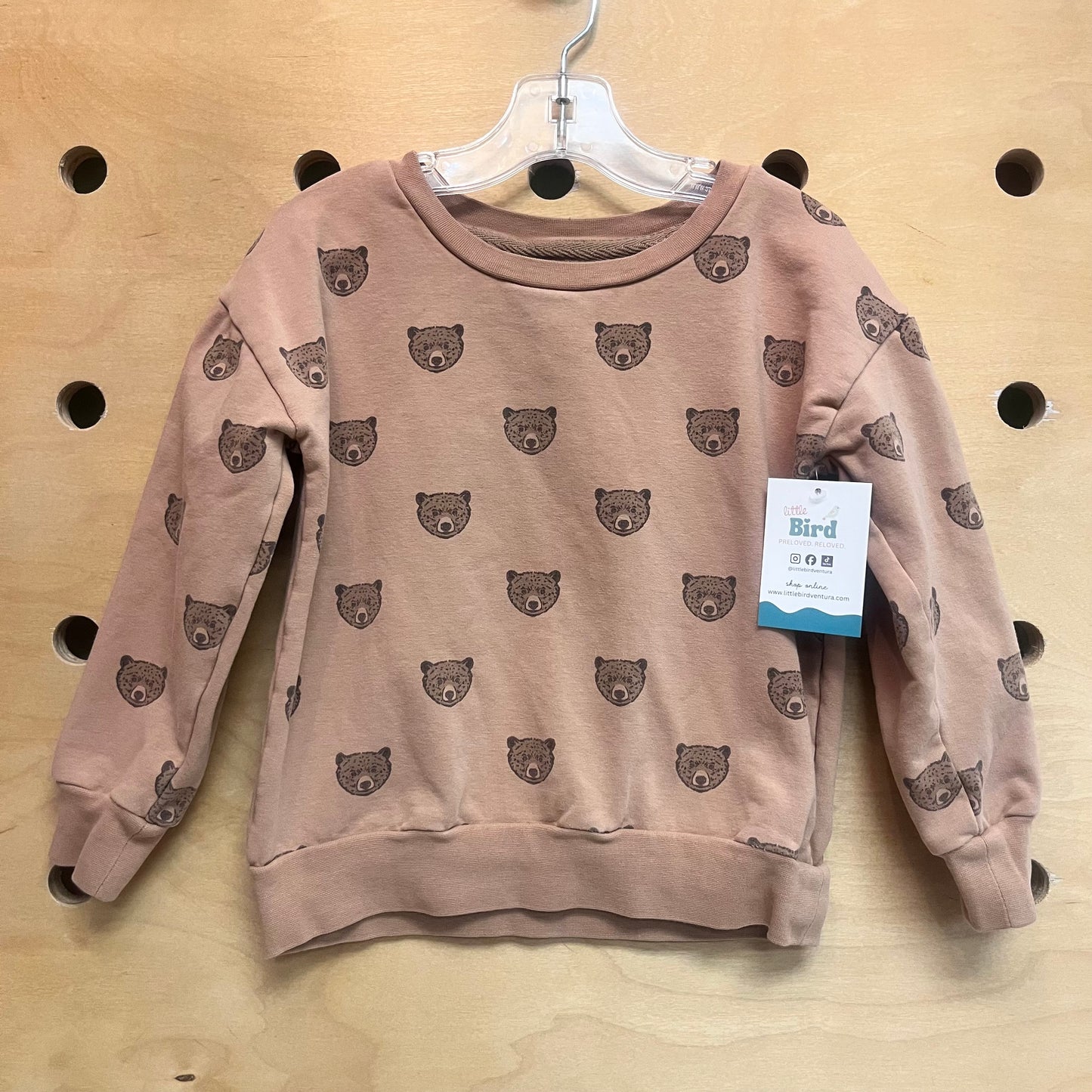 Brown Grizzly Bear Organic Crewneck