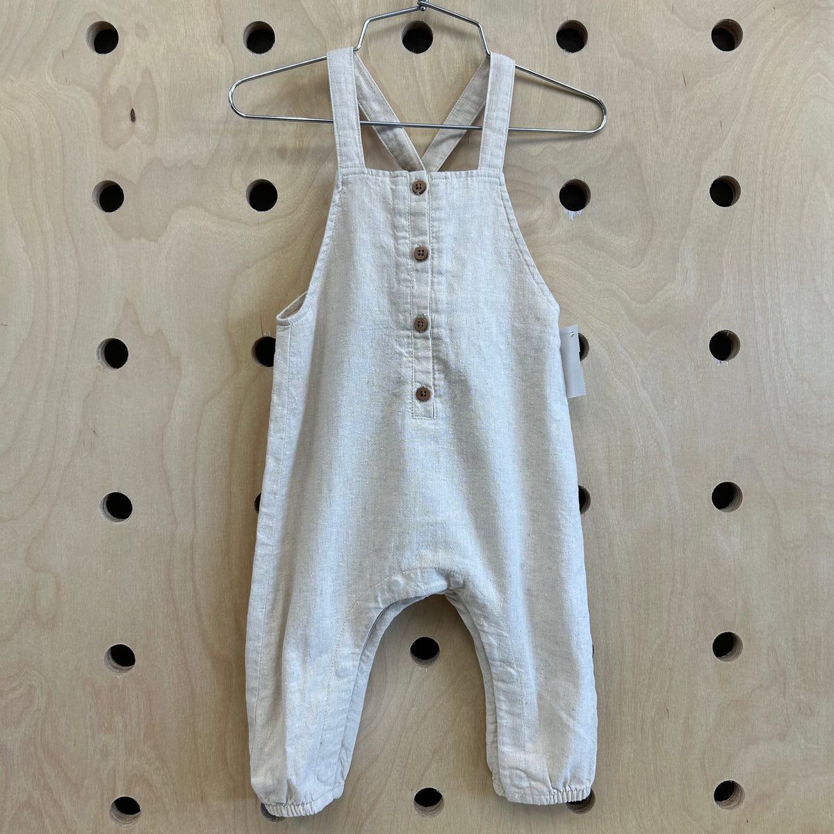 Tan Linen-Blend Romper