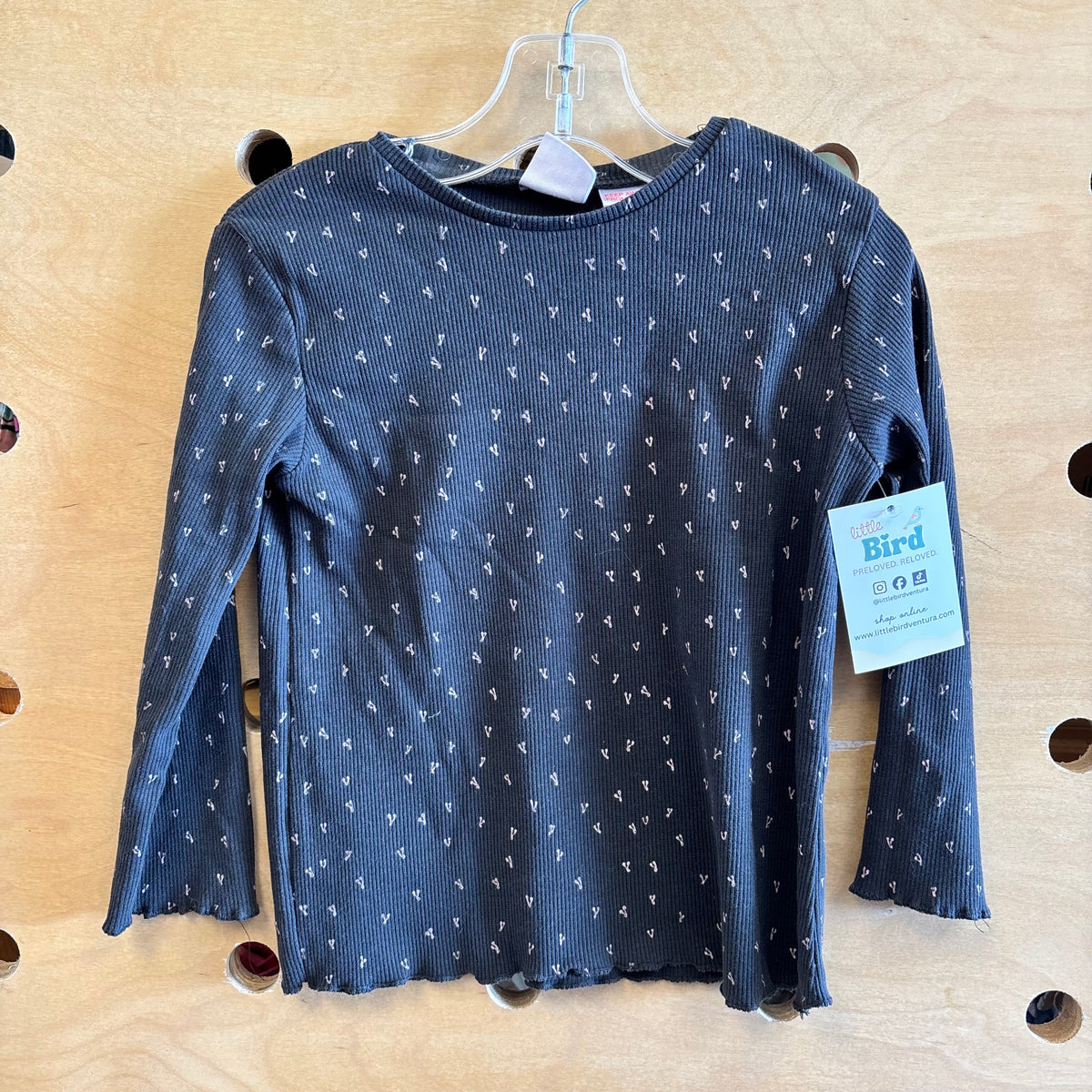 Grey/Pink Wishbone Ribbed LS