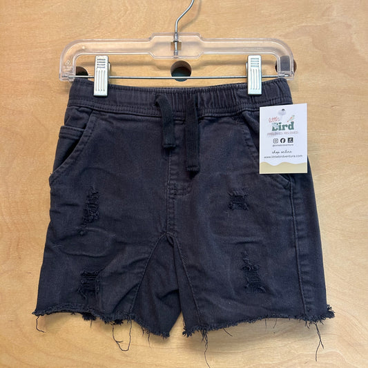 Black Distressed Denim Shorts