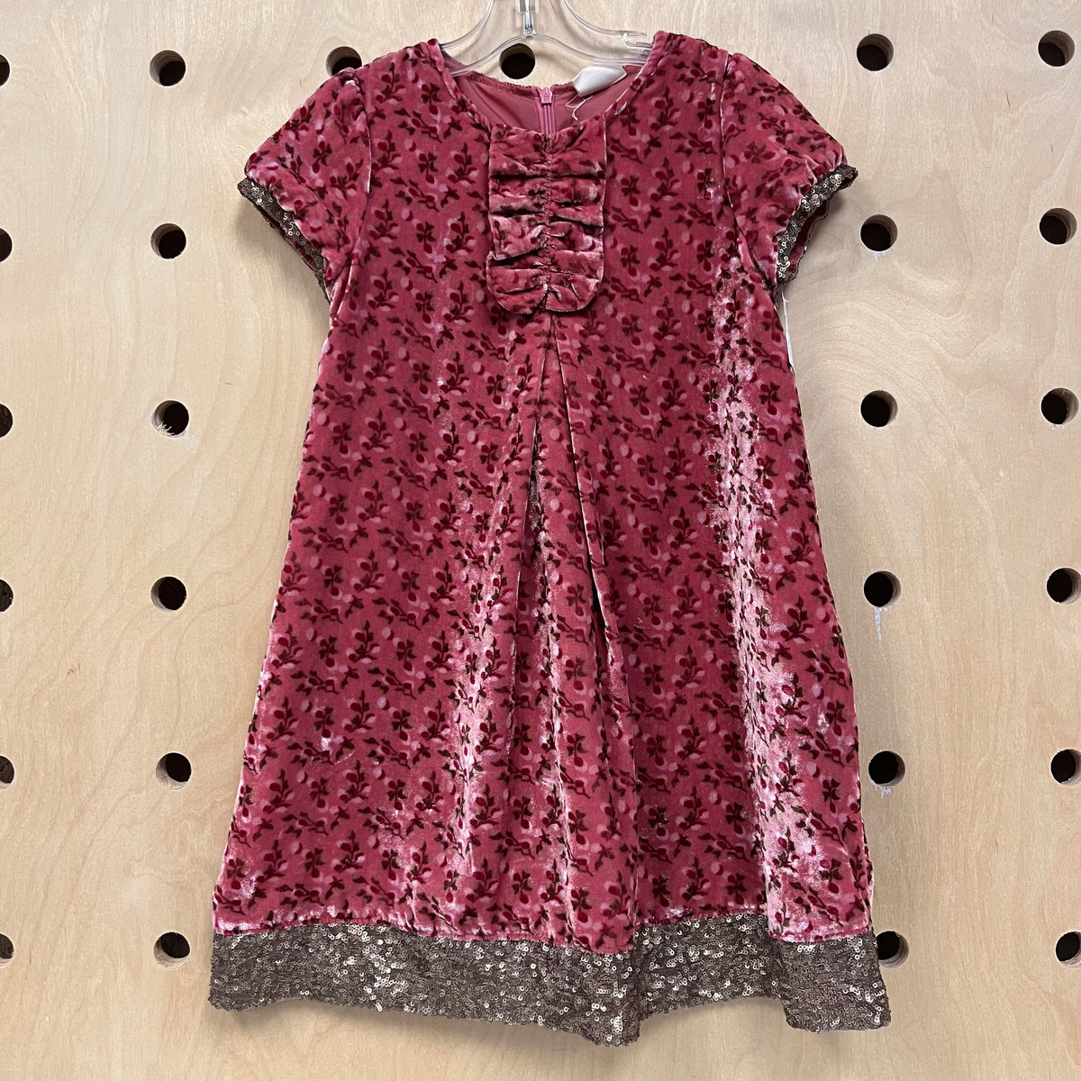 Dusty Pink Floral Velour Dress