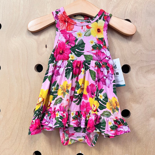 Pink Tropical Bamboo Romper