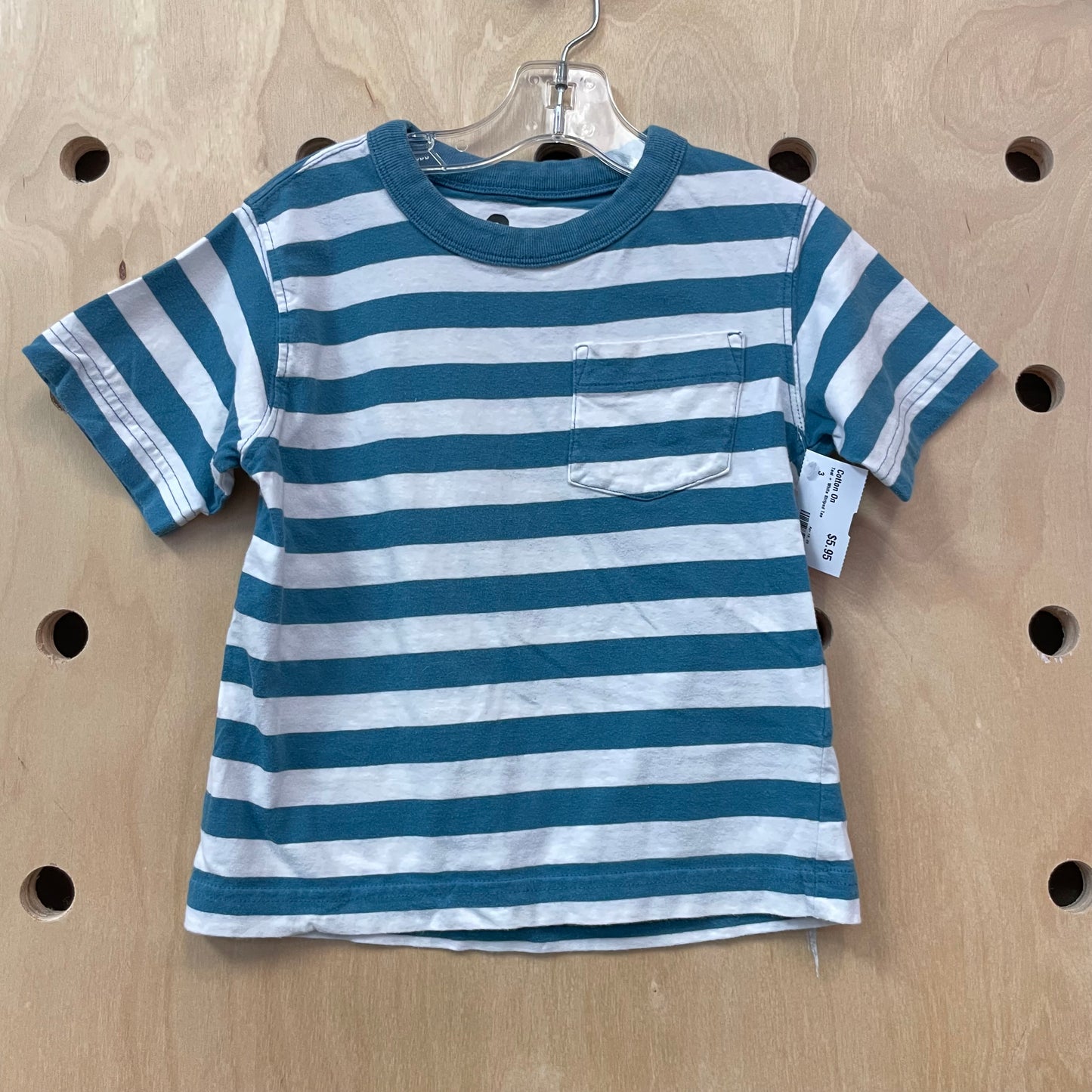 Teal + White Striped Tee