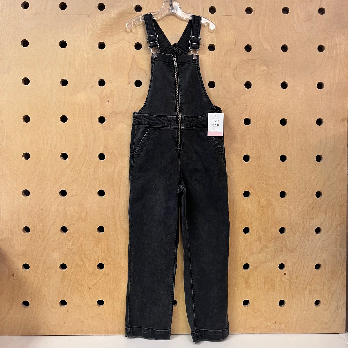 Black Denim Zip Girlfriend Overalls