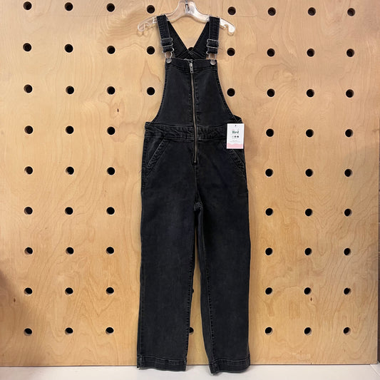 Black Denim Zip Girlfriend Overalls