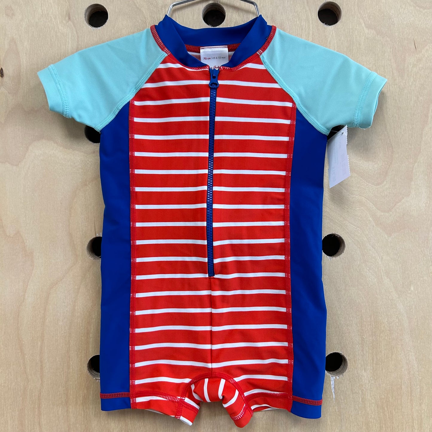 Red & Blue Rash Guard Swimsuit