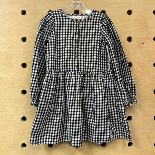 Black/White Plaid Sparkle LS Dress