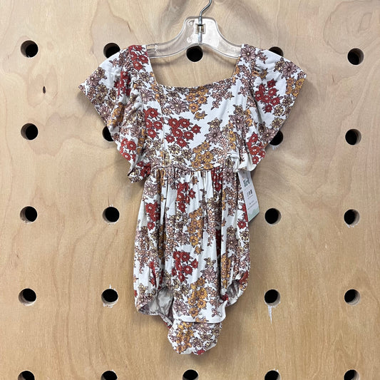 White Floral Bamboo Crossback Romper