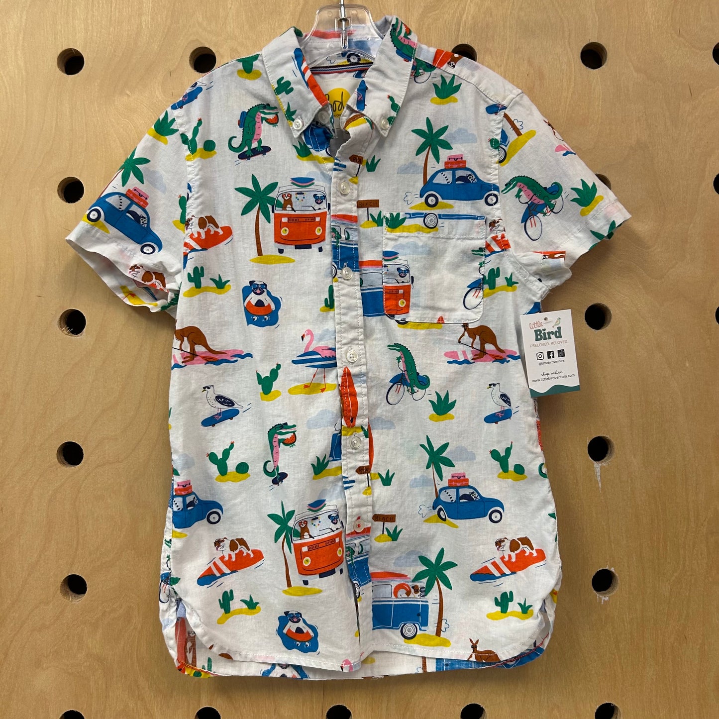 Beach Vacation Linen-Blend Button Up